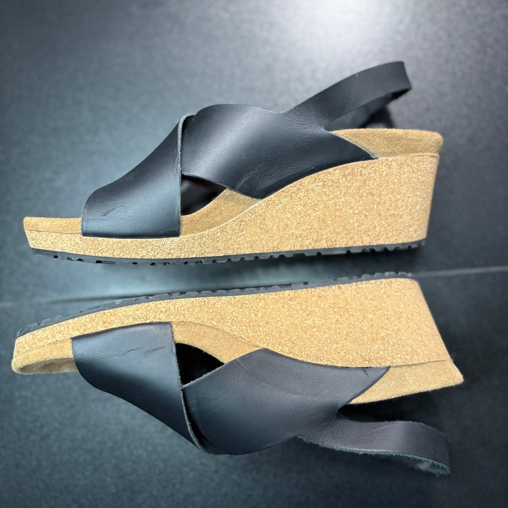Papillio Birkenstock‎ Samira sandal black natural leather sling back heel size 9